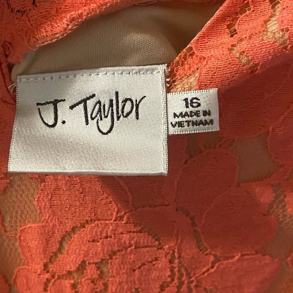 J. Taylor Coral Lace Dress